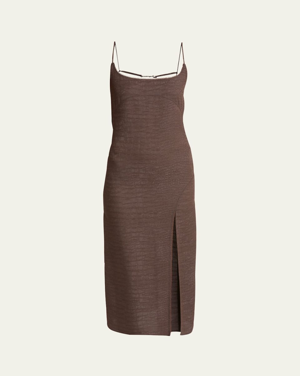 Notte Crocodile Textured Midi Dress